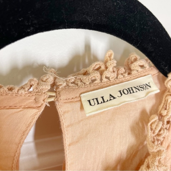 Ulla Johnson Nora Blush Pink Crochet Trim Pom Pom Flutter Sleeve Trapeze Dress - Picture 10 of 13